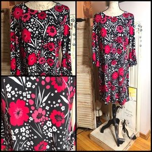 SZ 12-TOMMY HILFIGER BLACK/FUSCIA FLORAL DRESS